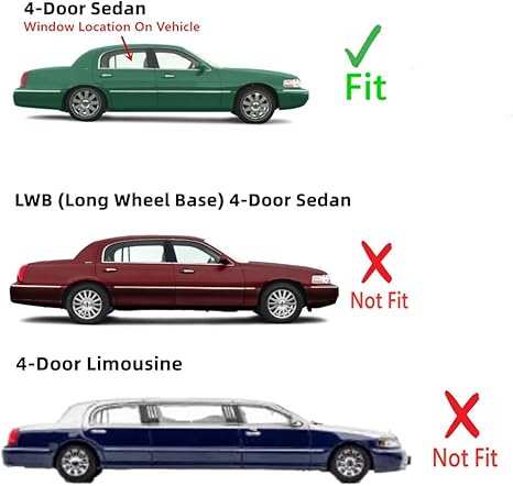 Passenger Right Side Rear Door Window Door Glass Compatible with Lincoln Town Car 4 Door Sedan 1998-2011 Models