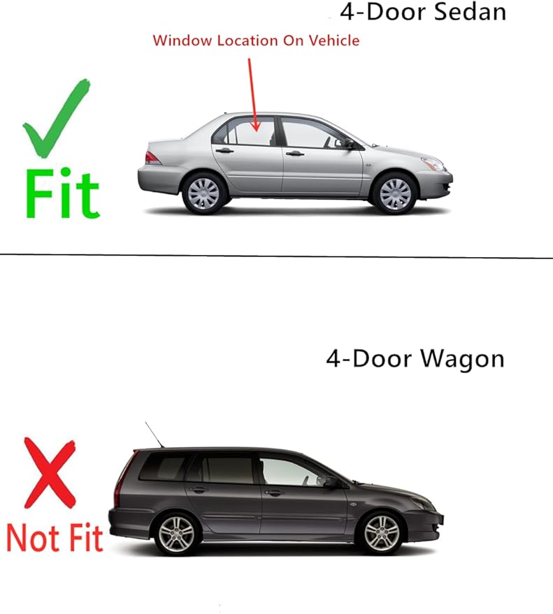 Passenger Right Side Rear Door Window Door Glass Compatible with Mitsubishi Lancer 4 Door Sedan 2002-2007 Models