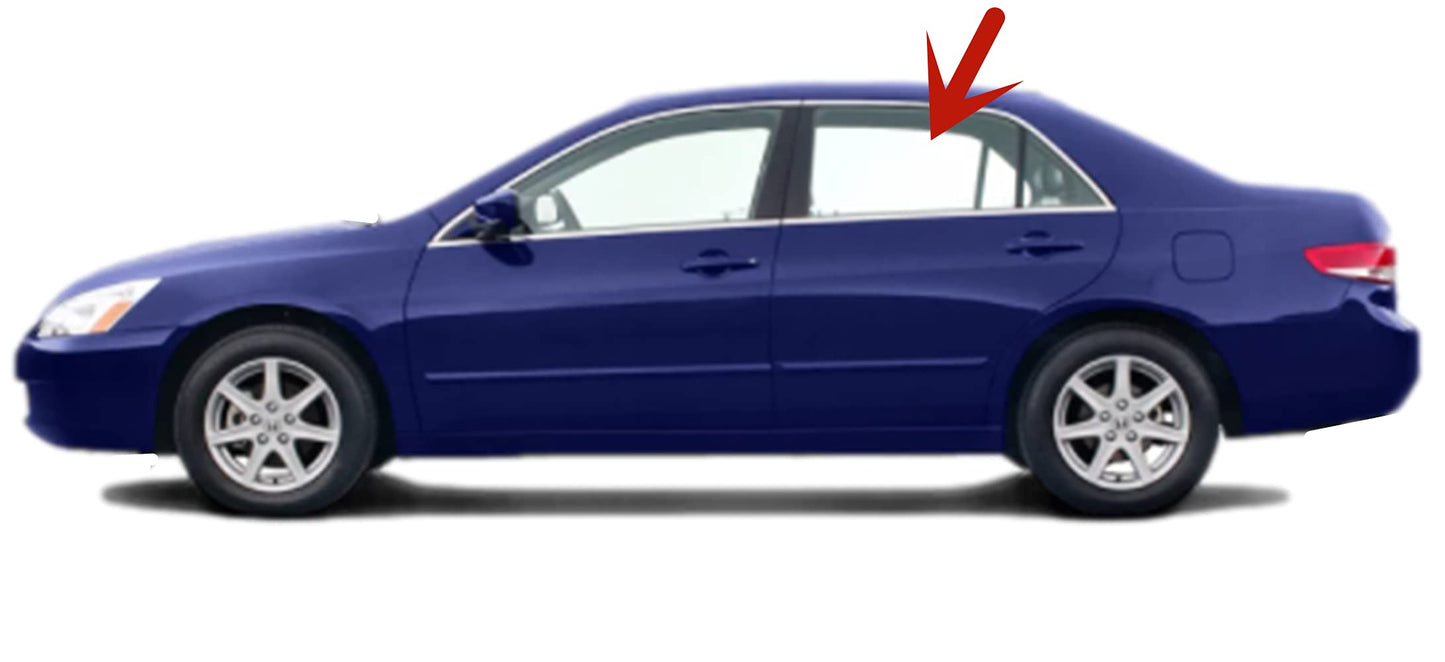 Driver Left Side Rear Door Window Door Glass Compatible with Honda Accord 4 Door Sedan 2003-2007 Models