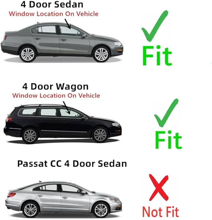 Passenger Right Side Front Door Window Door Glass Compatible with Volkswagen Passat 4 Door Sedan 2006-2011 Models