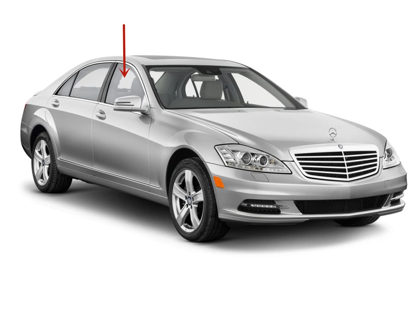 Tempered Passenger Right Side Front Door Window Door Glass Compatible with Mercedes Benz S350 S400 S550 S600 S63AMG S65AMG 2007-2013 Models