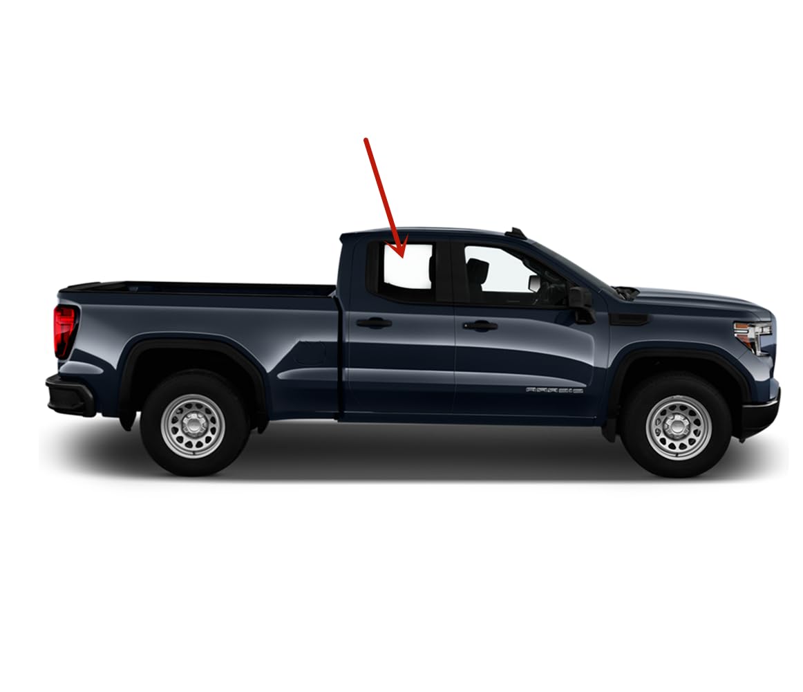 Passenger Right Side Rear Door Window Door Glass Compatible with Chevrolet Silverado/GMC Sierra 1500 4 Door Extended Cab 2019-2025 Models