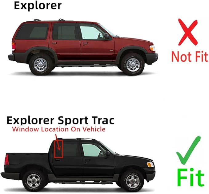 Passenger Right Side Rear Vent Window Vent Glass Compatible with Ford Explorer Sport Trac 2001-2006 4 Door Pickup Models