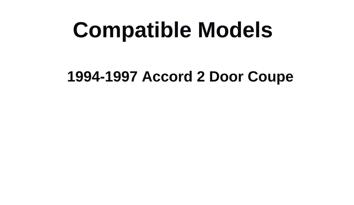 Driver Left Side Door Window Door Glass Compatible with Honda Accord 2 Door Coupe 1994-1997 Models