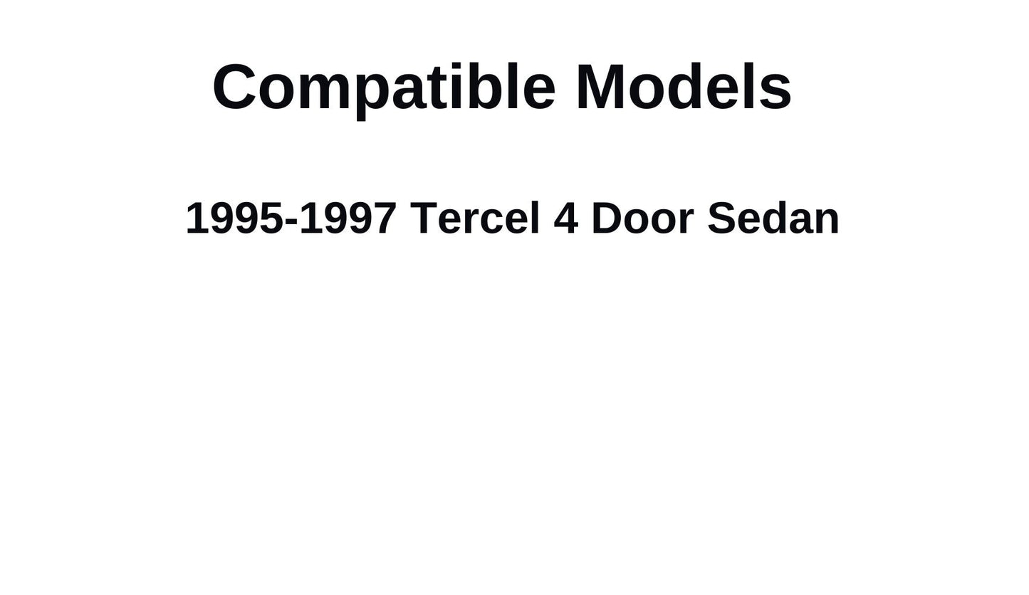 Passenger Right Side Rear Vent Window Vent Glass Compatible with Toyota Tercel 4 Door Sedan 1995-1997 Models