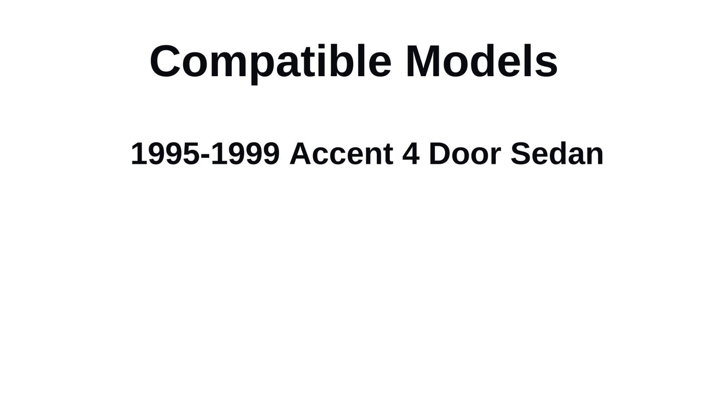 Passenger Right Side Rear Vent Window Vent Glass Compatible with Hyundai Accent 4 Door Sedan 1995-1999 Models