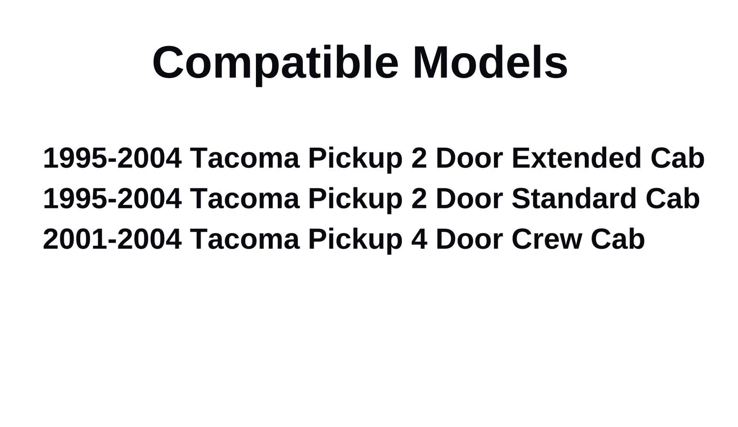 Passenger Right Side Front Door Window Door Glass Compatible with Toyota Tacoma 1995-2004 Models