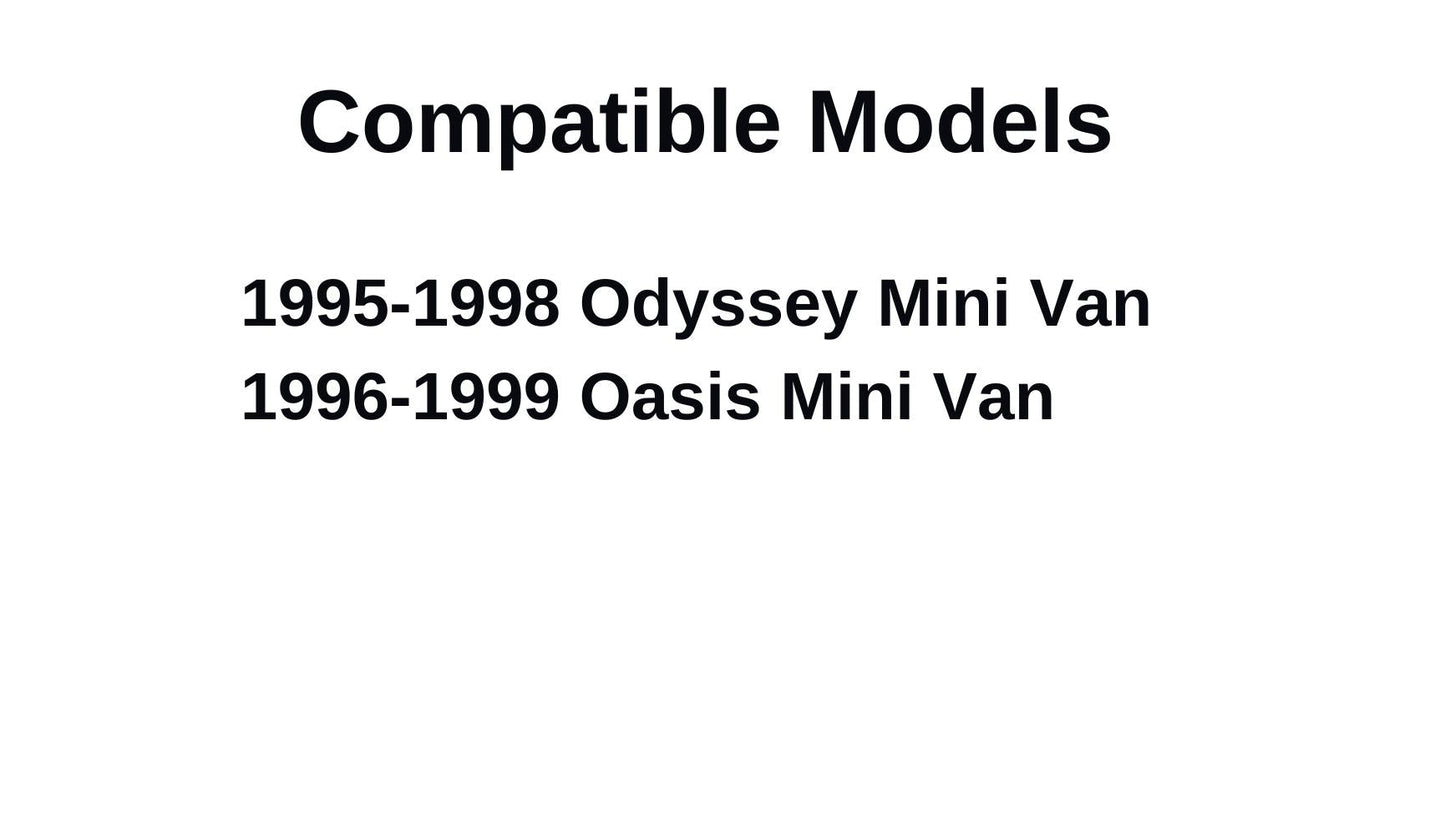 Driver Left Side Front Door Window Door Glass Compatible with Honda Odyssey/ Isuzu Oasis 1995-1999 Models