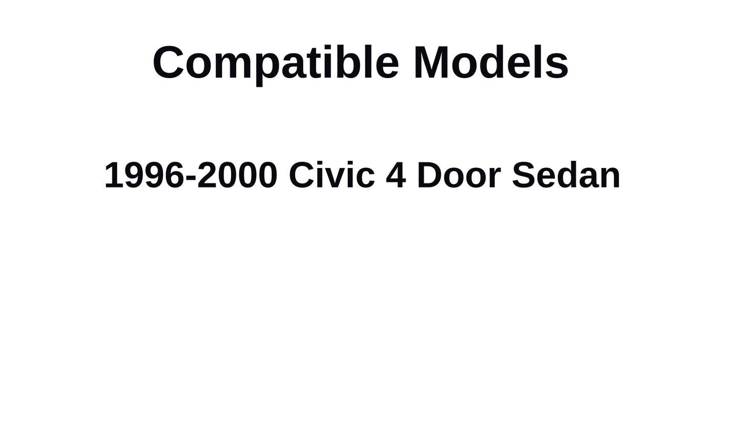 Passenger Right Side Front Door Window Door Glass Compatible with Honda Civic 4 Door Sedan 1996-2000 Models