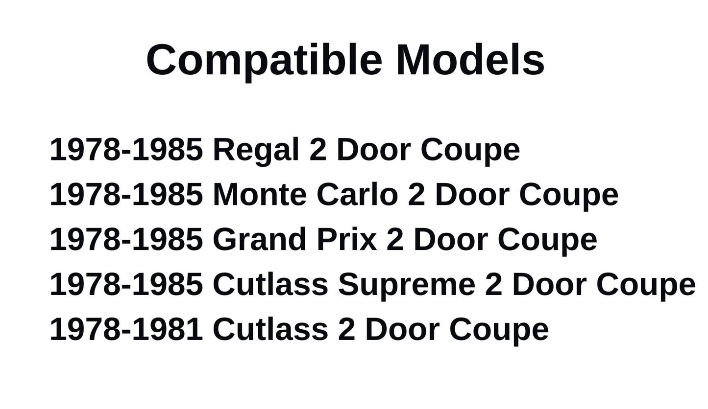 Heated Back Window Back Glass Compatible with Buick Regal/Chevrolet Monte Carlo/Pontiac Grand Prix/Oldsmobile Cutlass Supreme/Oldsmobile Cutlass 1978-1985 2 Door Coupe Models