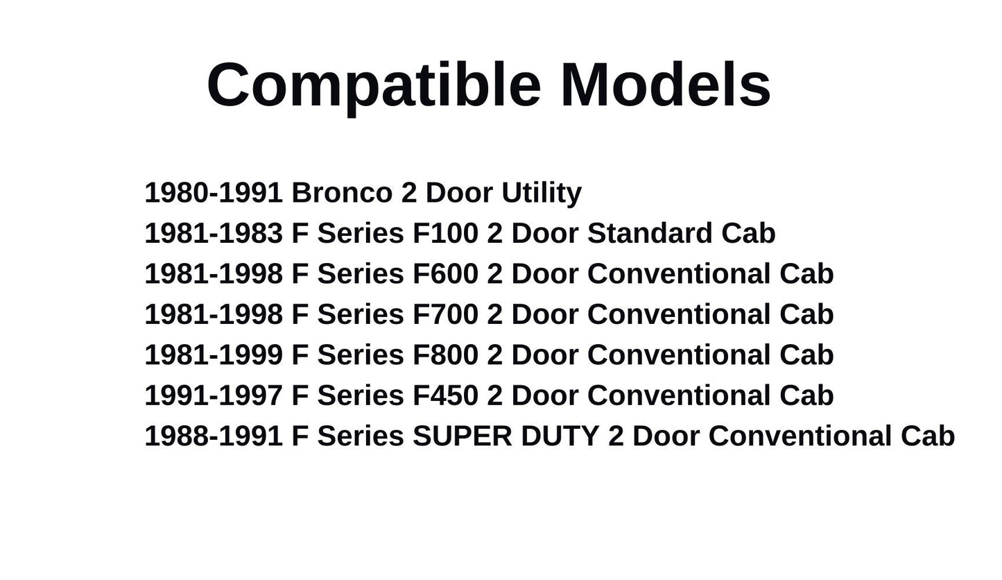 Driver Left Side Front Vent Window Vent Glass Compatible with Ford F450/F600/F700/F800/F-Super Duty 2 Door Conventional Cab 1981-1999 Models