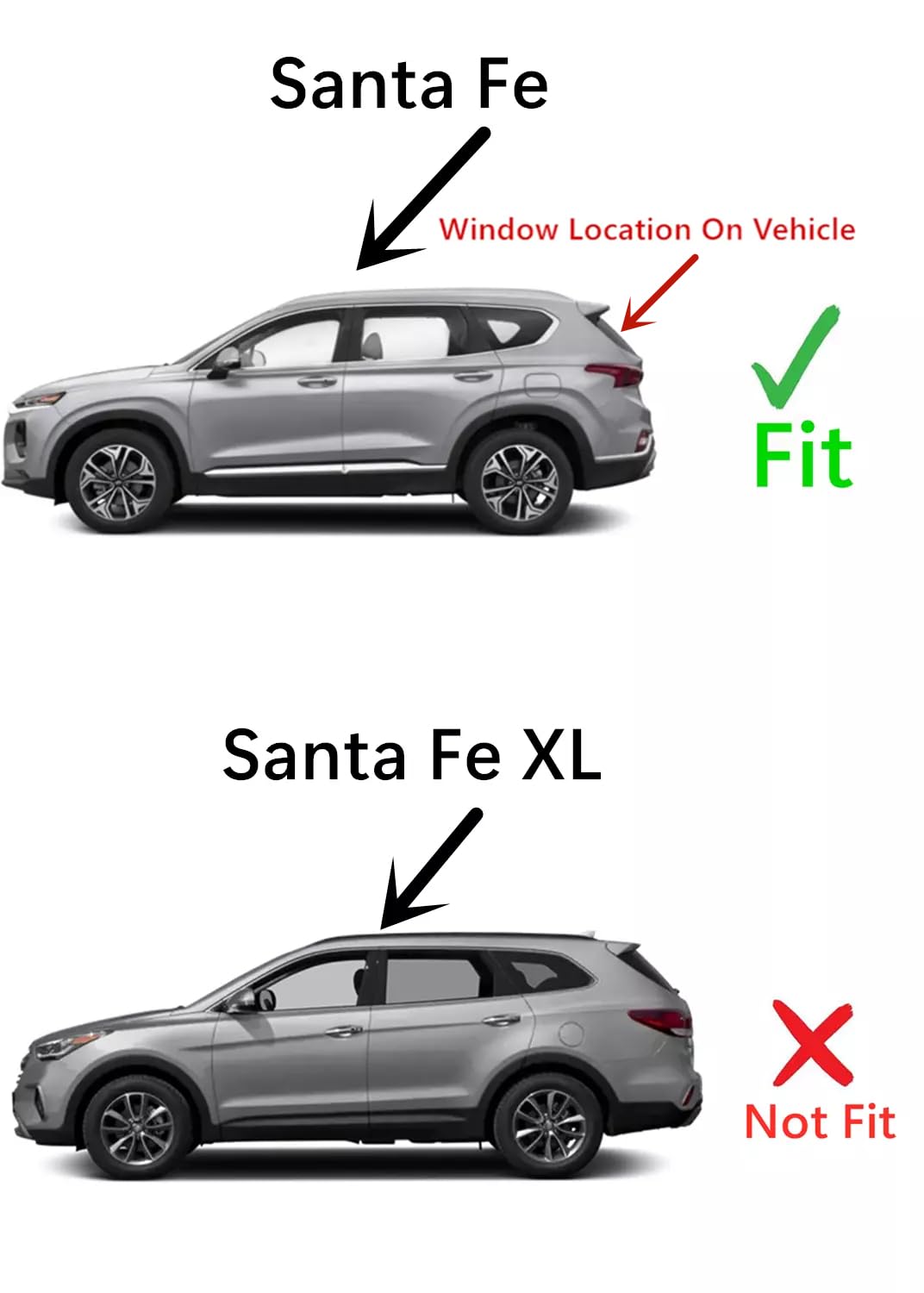 Heated Back Window Back Glass Compatible with Hyundai Santa Fe 2019-2023 Models