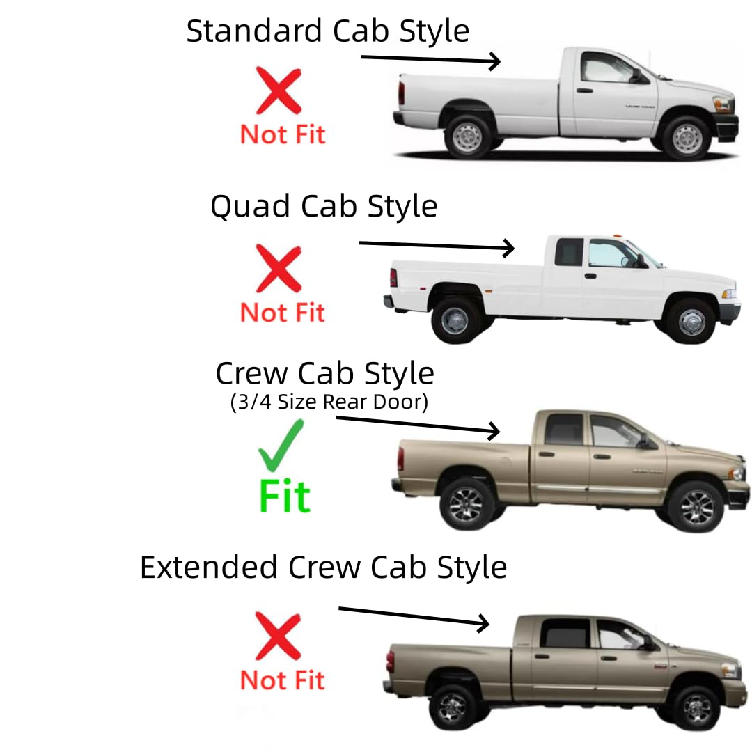 Passenger Right Side Rear Door Window Door Glass Compatible with Dodge Ram Pickup 4 Door Crew Cab 1500 2002-2008 Models/2500 3500 4500 5500 2003-2009 Models