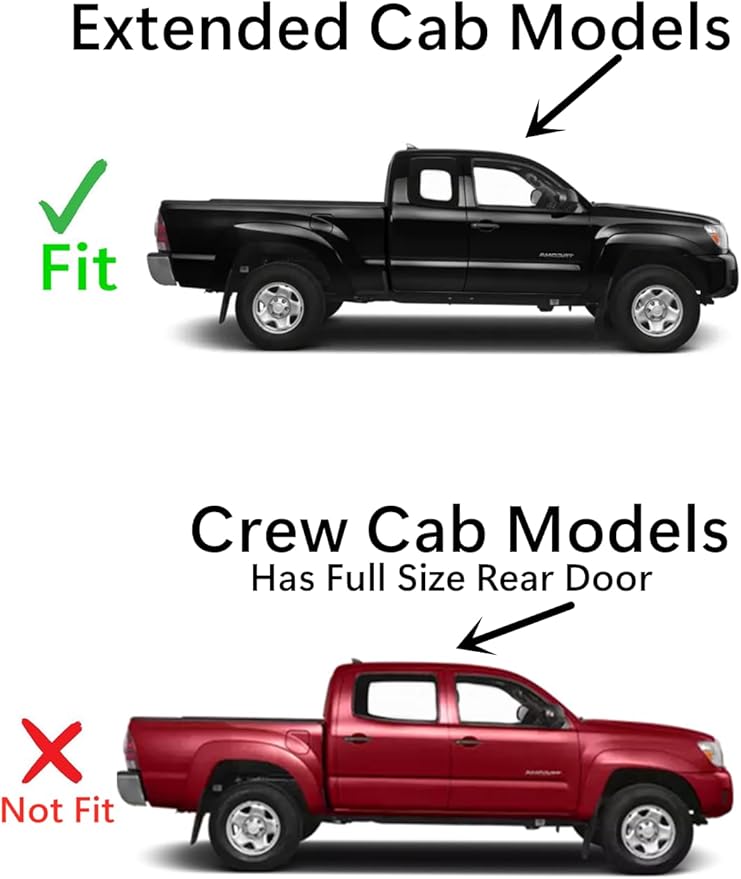 Clear Passenger Right Side Quarter Window Quarter Glass Compatible with Toyota Tacoma Pickup Extended Cab 2005-2015 Models