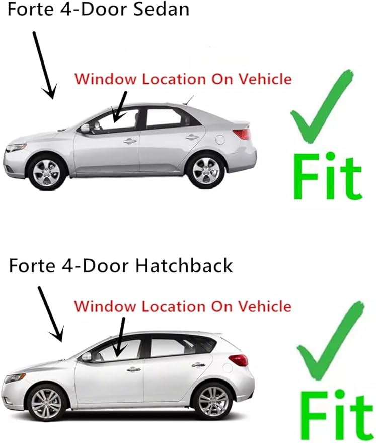 Driver Left Side Front Door Window Door Glass Compatible with Kia Forte 2010-2013 Models