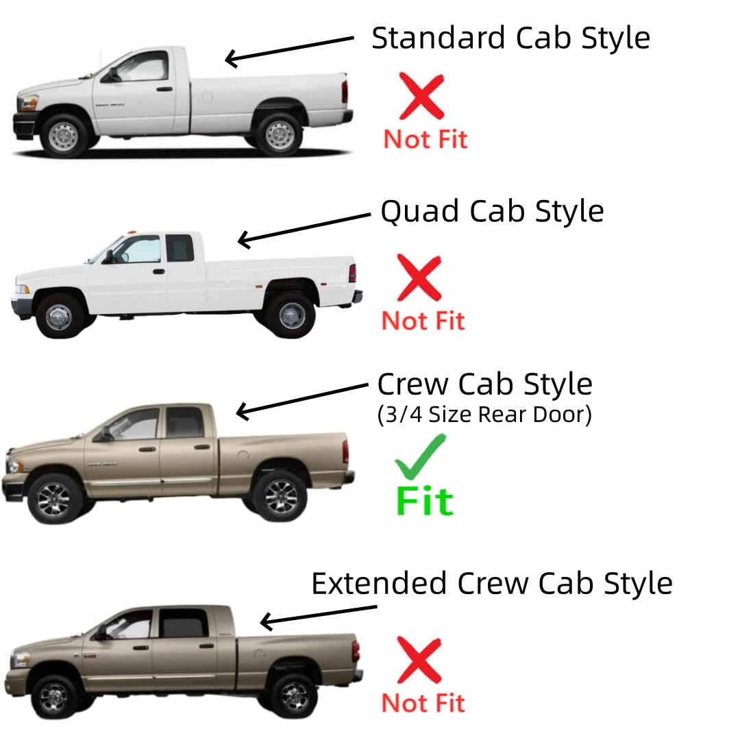 Driver Left Side Rear Door Window Door Glass Compatible with Dodge Ram Pickup 4 Door Crew Cab 1500 2002-2008 Models/2500 3500 4500 5500 2003-2009 Models