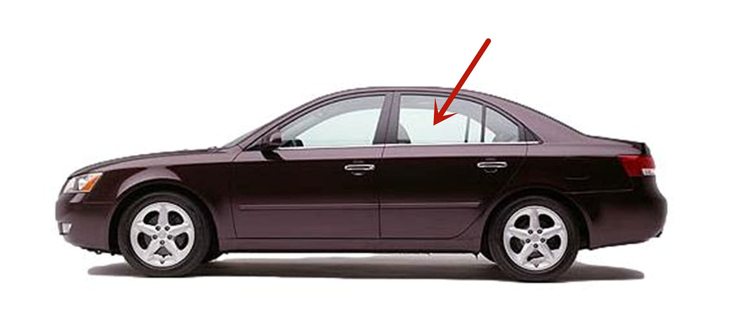 Driver Left Side Rear Door Window Door Glass Compatible with Hyundai Sonata 4 Door Sedan 2006-2010 Models