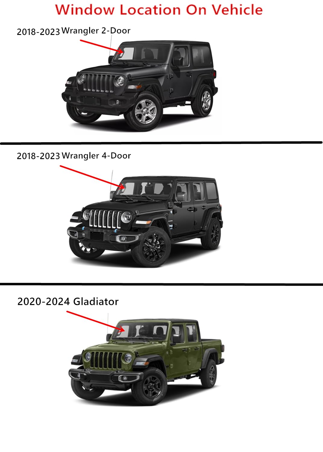 Laminated Front Windshield Window Glass Compatible with Jeep Wrangler 2018-2023 / Gladiator 2020-2025 Models