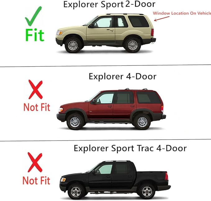 Heated With Wiper Hole Style Back Tailgate Window Back Glass Compatible with Ford Explorer Sport 2002-2003 2 Door Models