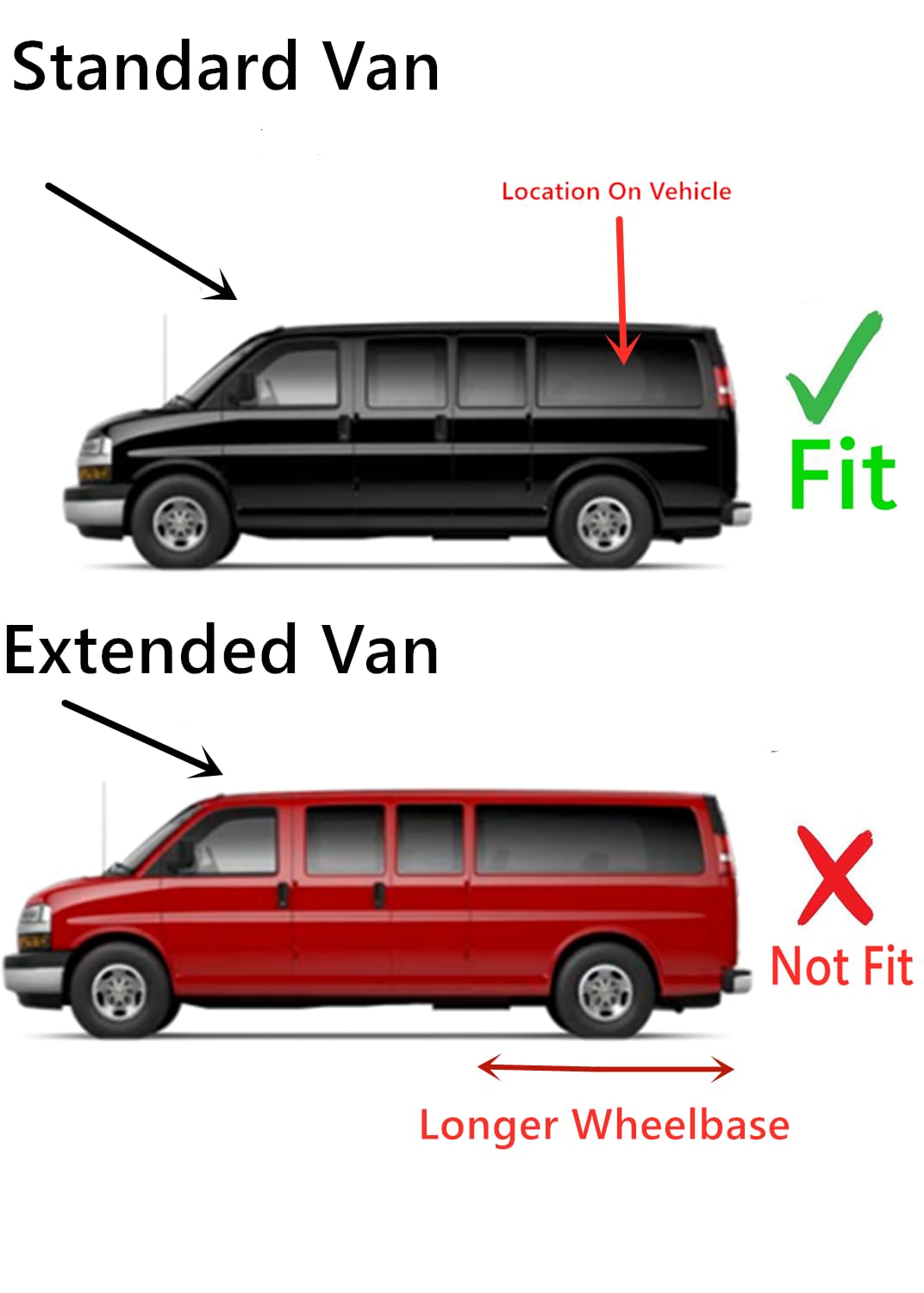 Driver Left Side Rear Quarter Window Quarter Glass Compatible with Chevrolet Express/GMC Savana 1996-2025 Standard Van Only