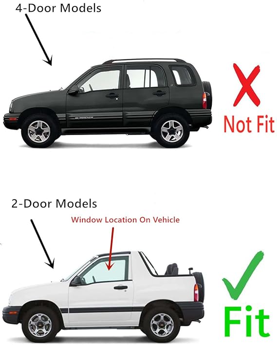 Driver Left Side Door Window Door Glass Compatible with Chevrolet Tracker/Suzuki Vitara 2 Door Utility 1999-2003 Models