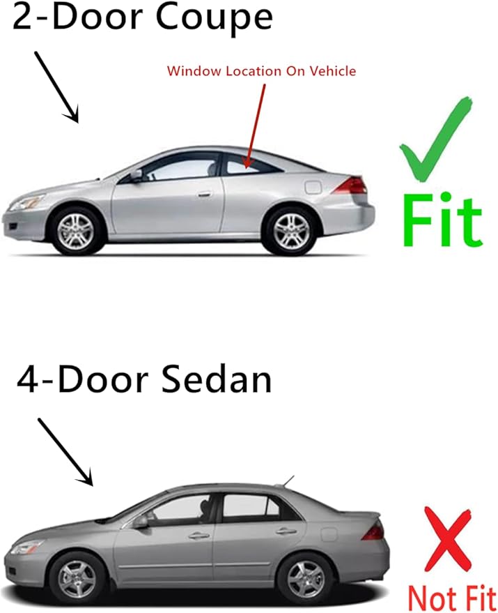 Passenger Right Side Quarter Window Quarter Glass Compatible with Honda Accord 2 Door Coupe 2003-2007 Models