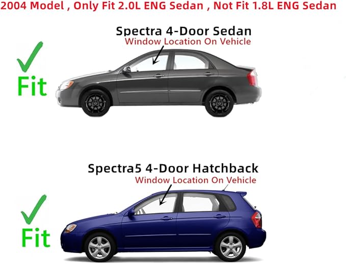 Driver Left Side Front Door Window Door Glass Compatible with Kia Spectra Spectra5 Sedan & Hatchback 2005-2009 / 2.0L ENG Sedan 2004 Models