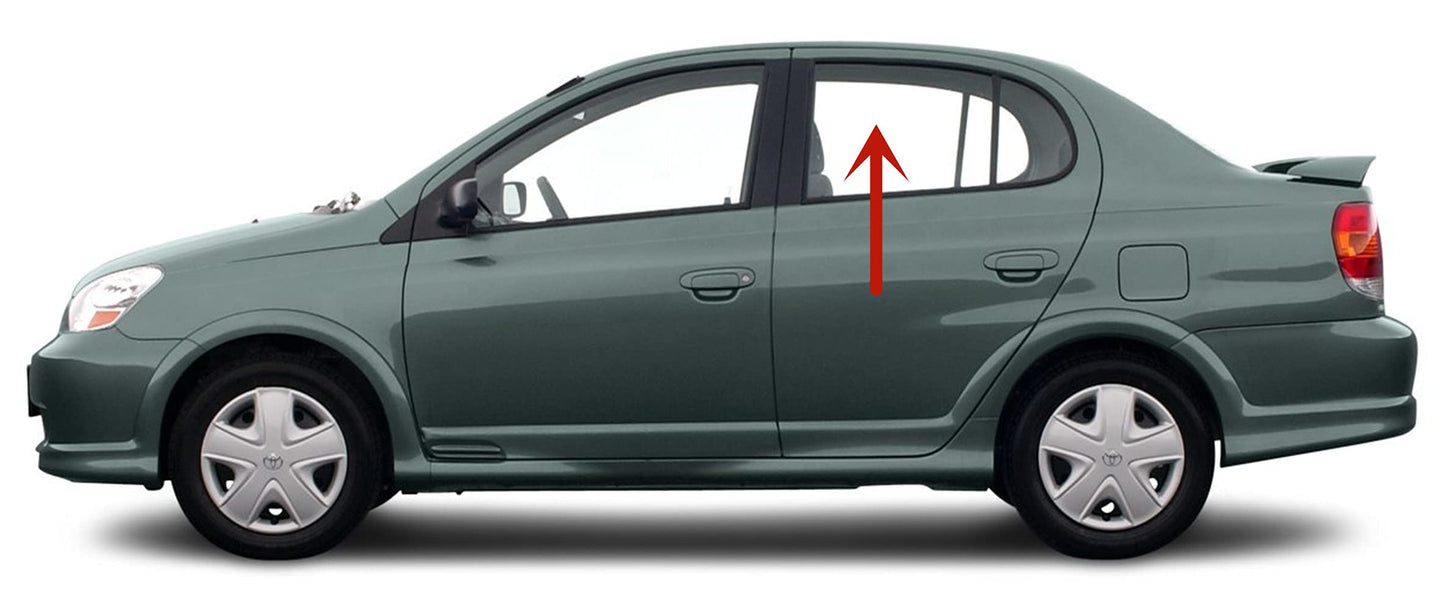 Driver Left Side Rear Door Window Door Glass Compatible with Toyota Echo 4 Door Sedan 2000-2005 Models