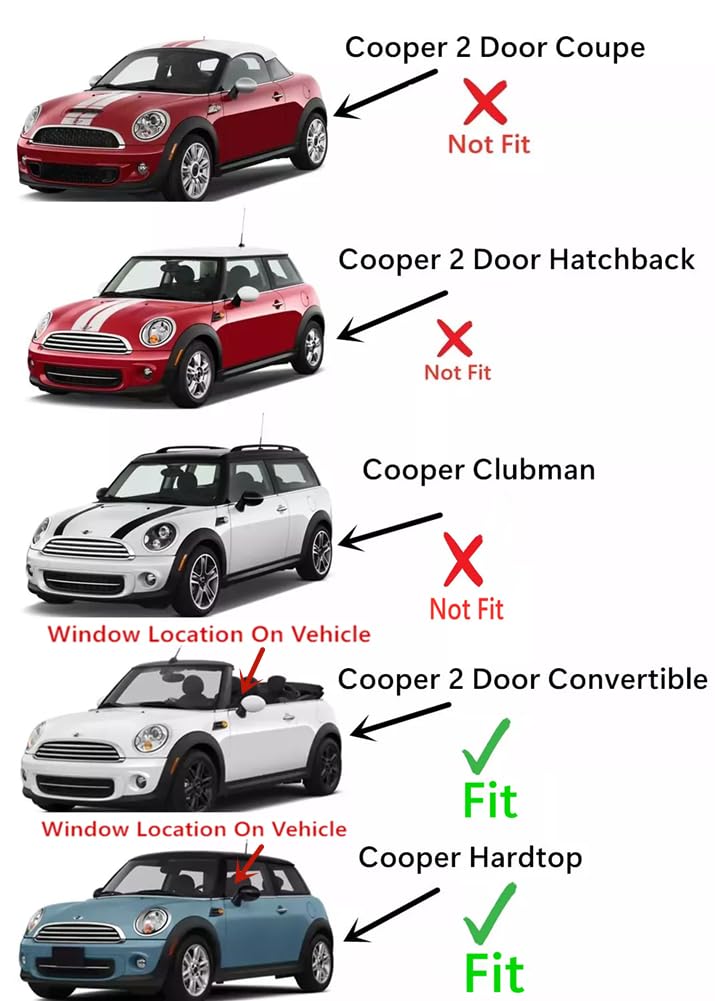 Driver Left Side Door Window Door Glass Compatible with Mini Cooper 2 Door Convertible 2016-2024 Models / Cooper Hardtop 2 Door Hatchback 2014-2024 Models