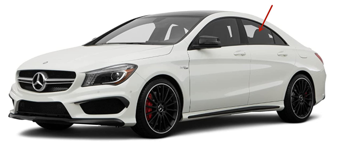 Driver Left Side Rear Door Window Door Glass Compatible with Mercedes Benz CLA250 / CLA45AMG 2014-2019 Models