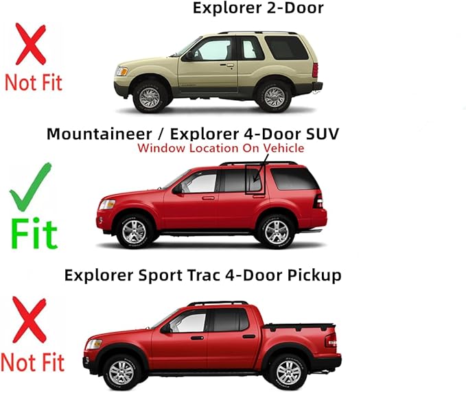 Driver Left Side Rear Vent Window Vent Glass Compatible with Mercury Mountaineer 2002-2010 4 Door Models