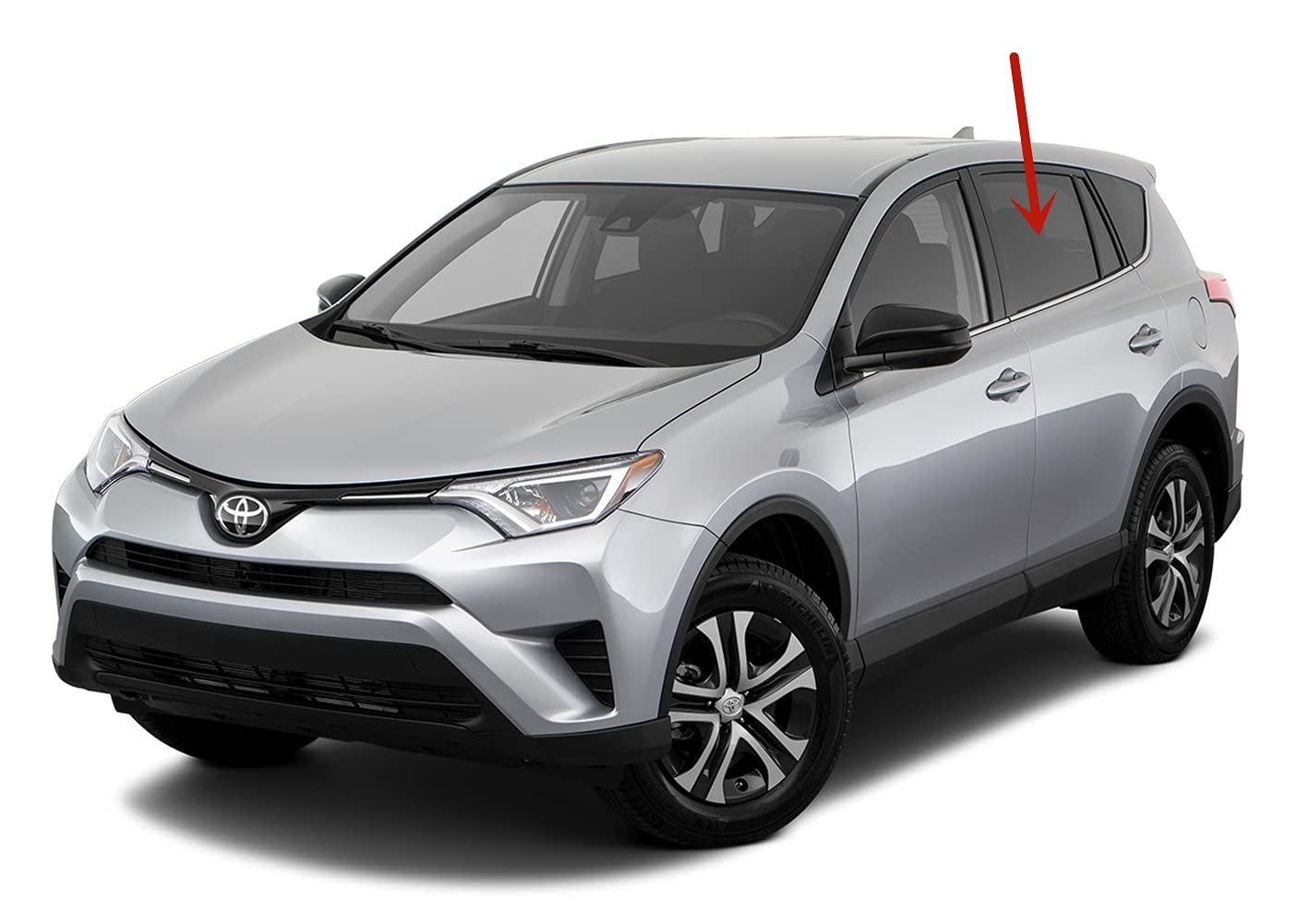 Driver Left Side Rear Door Window Door Glass w/Metal Attachment Compatible with Toyota RAV4 2013-2018 Models