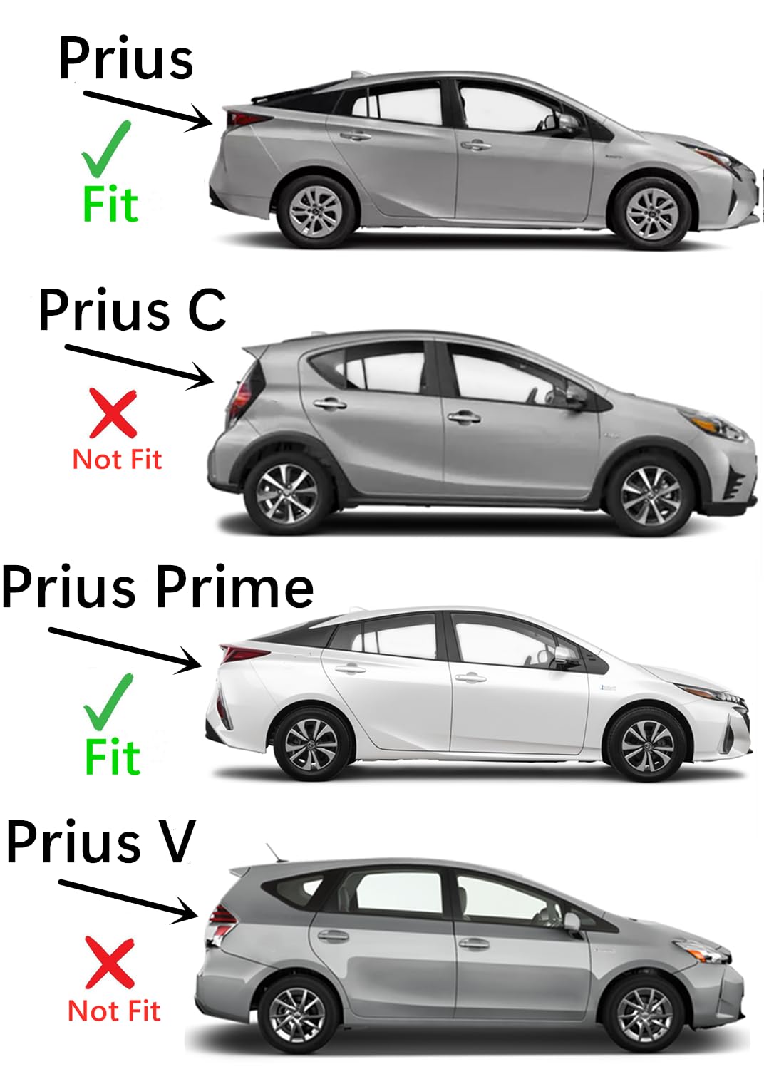 Passenger Right Side Rear Door Window Door Glass Compatible with Toyota Prius / Prius Prime 2016-2022 Models