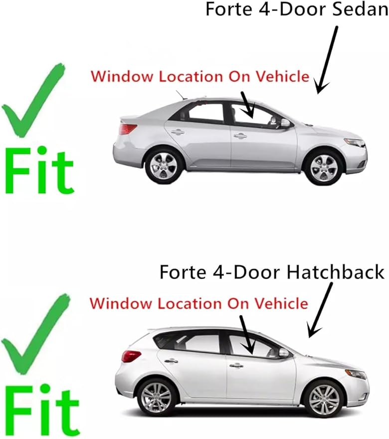 Passenger Right Side Front Door Window Door Glass Compatible with Kia Forte 2010-2013 Models