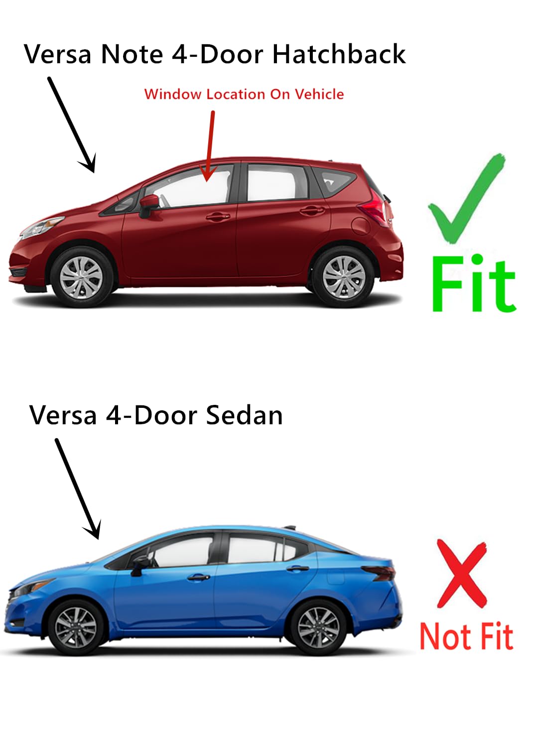 Tempered Driver Left Side Front Door Window Door Glass Compatible with Nissan Versa Note 4 Door Hatchback 2014-2019 Models