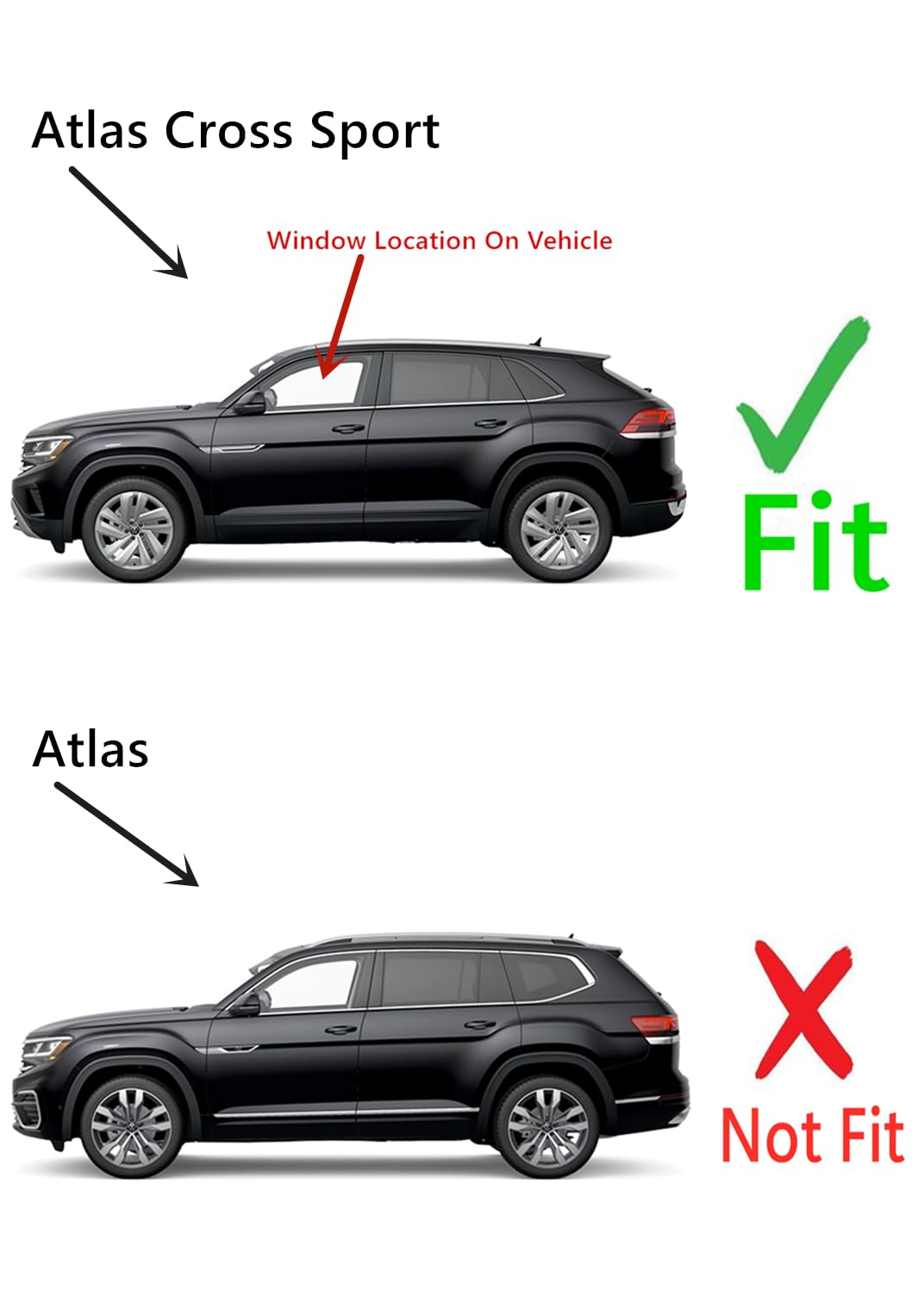 Tempered Driver Left Side Front Door Window Door Glass Compatible with Volkswagen Atlas Cross Sport 2020-2025 Models