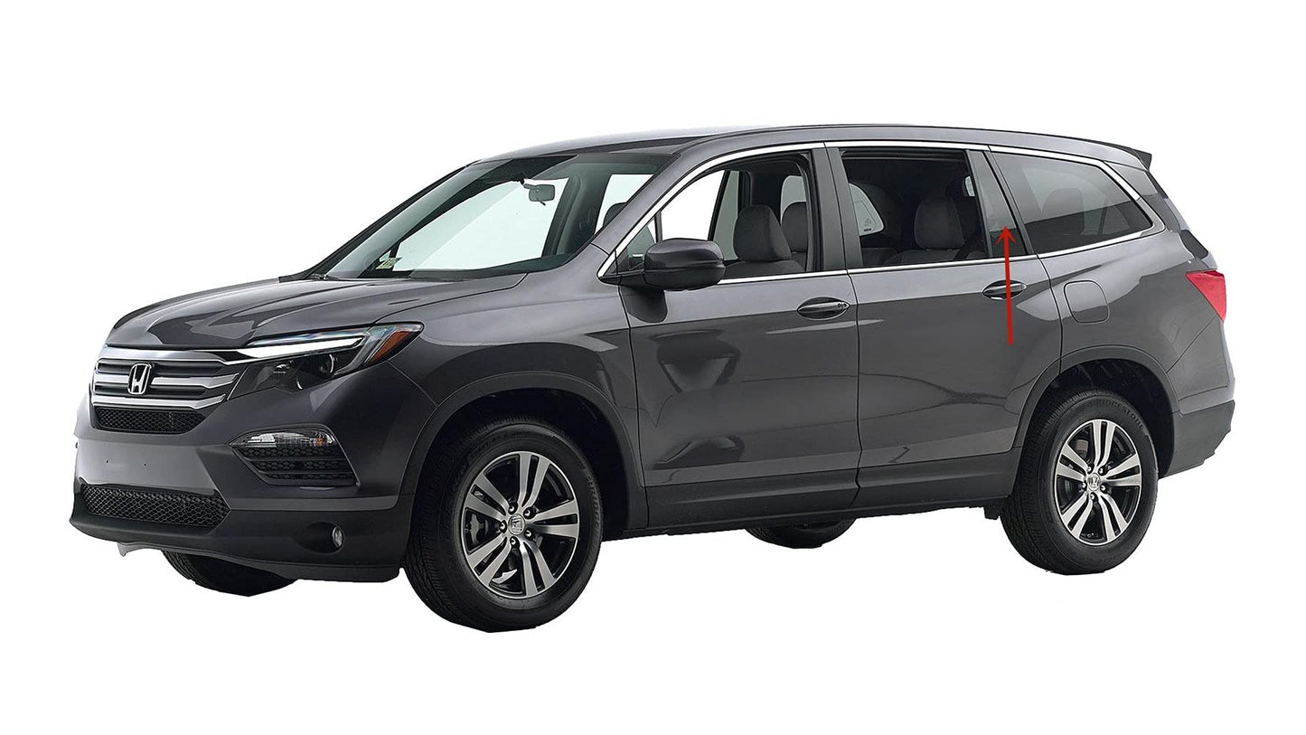 Driver Left Side Rear Vent Window Vent Glass Compatible with Honda Pilot 2016-2022 / Passport 2019-2021 Models