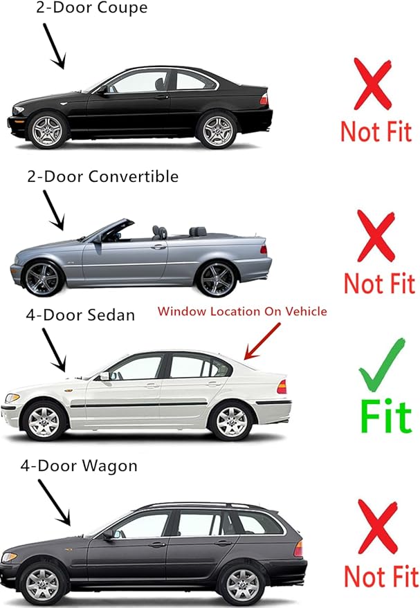 Heated Back Window Back Glass Compatible with BMW 323i 328i 1999-2000 & 325i 325xi 330i 330xi 2001-2005 4 Door Sedan Models