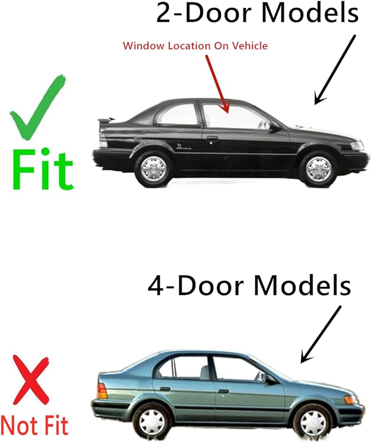 Passenger Right Side Door Window Door Glass Compatible with Toyota Tercel 2 Door Sedan 1995-1998 Models