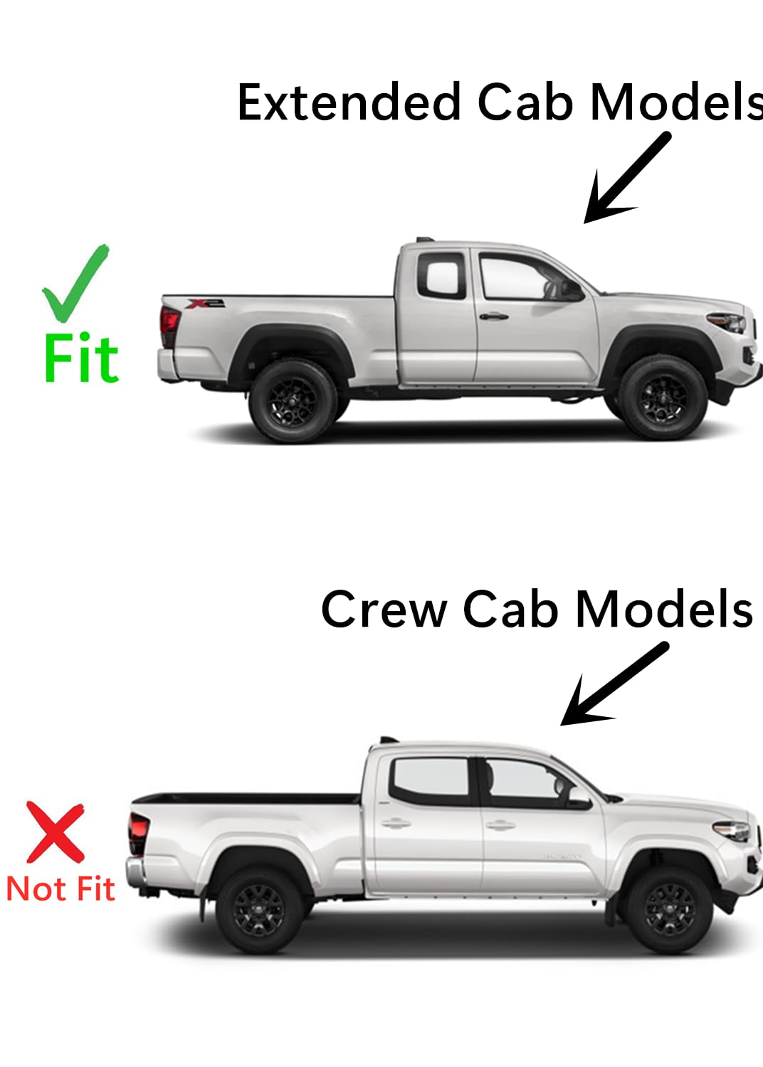 Clear Passenger Right Side Quarter Window Quarter Glass Compatible with Toyota Tacoma Pickup Extended Cab 2016-2023 Models