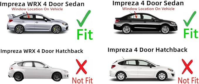 Passenger Right Side Rear Door Window Door Glass Compatible with Subaru Impreza 2012-2016 / WRX 4 Door Sedan 2015-2020 Models