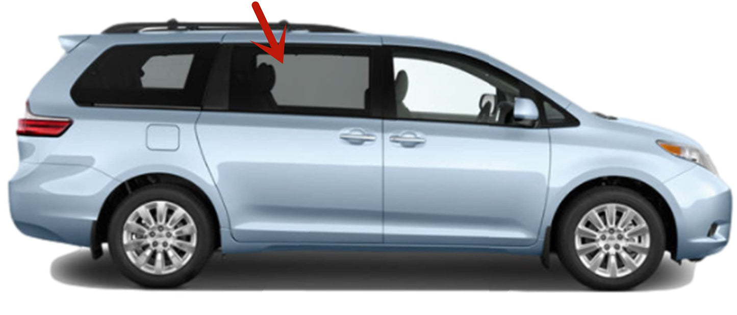 Passenger Right Side Rear Sliding Cargo Door Window Door Glass Compatible with Toyota Sienna 2011-2020 Models