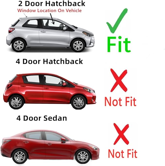 Passenger Right Side Door Window Door Glass Compatible with Toyota Yaris 2 Door Hatchback 2012-2019 Models