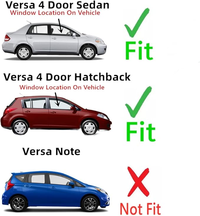 Passenger Right Side Front Door Window Door Glass Compatible with Nissan Versa 4 Door Hatchback 2007-2013 Models / Versa 4 Door Sedan 2007-2011 Models