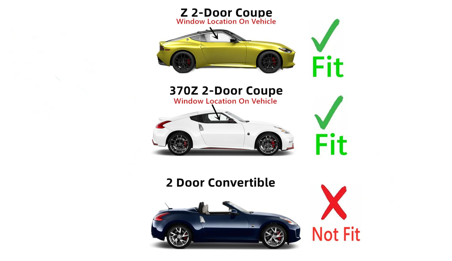 Passenger Right Side Door Window Door Glass Compatible with Nissan 370Z 2 Door Coupe 2009-2020 / Z 2023-2025 Models
