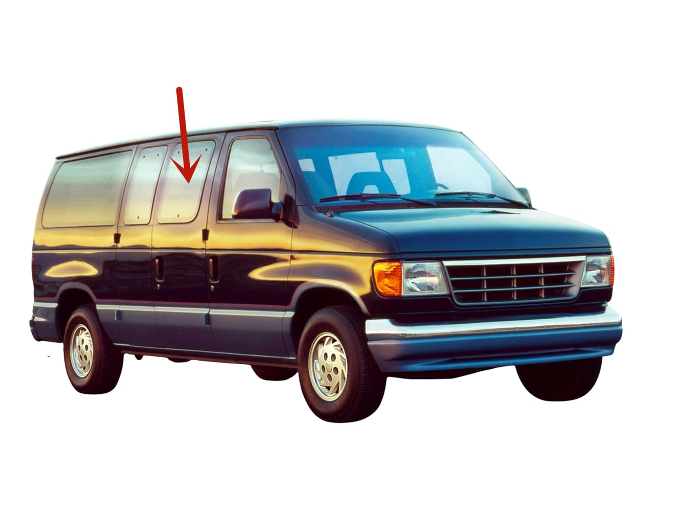 Movable Passenger Right Side Front Hinged Body Side Door Window Door Glass Compatible with Ford Econoline 1992-2016 Models