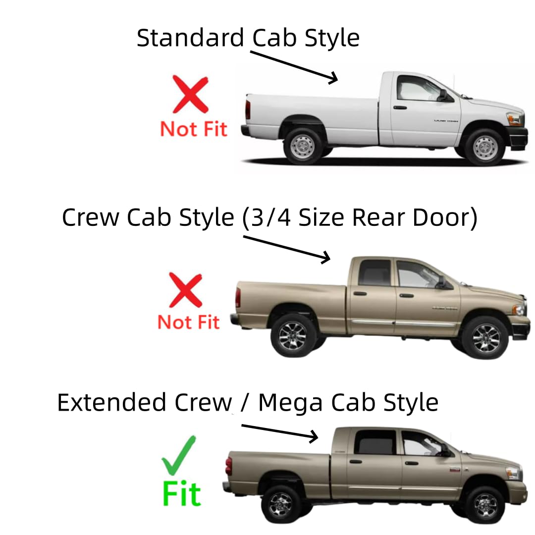Laminated Passenger Right Side Rear Door Window Door Glass Compatible with Dodge Ram Pickup 1500/2500/3500/4500/5500 4 Door Extended Crew/Mega Cab 2006-2007 Models