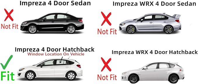 Driver Left Side Rear Door Window Door Glass Compatible with Subaru Impreza 4 Door Hatchback 2012-2016 Models