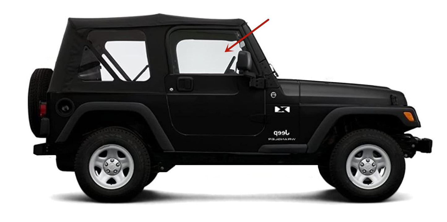 Passenger Right Side Door Window Door Glass Compatible with Jeep Wrangler 2 Door Utility 1997-2006 Models