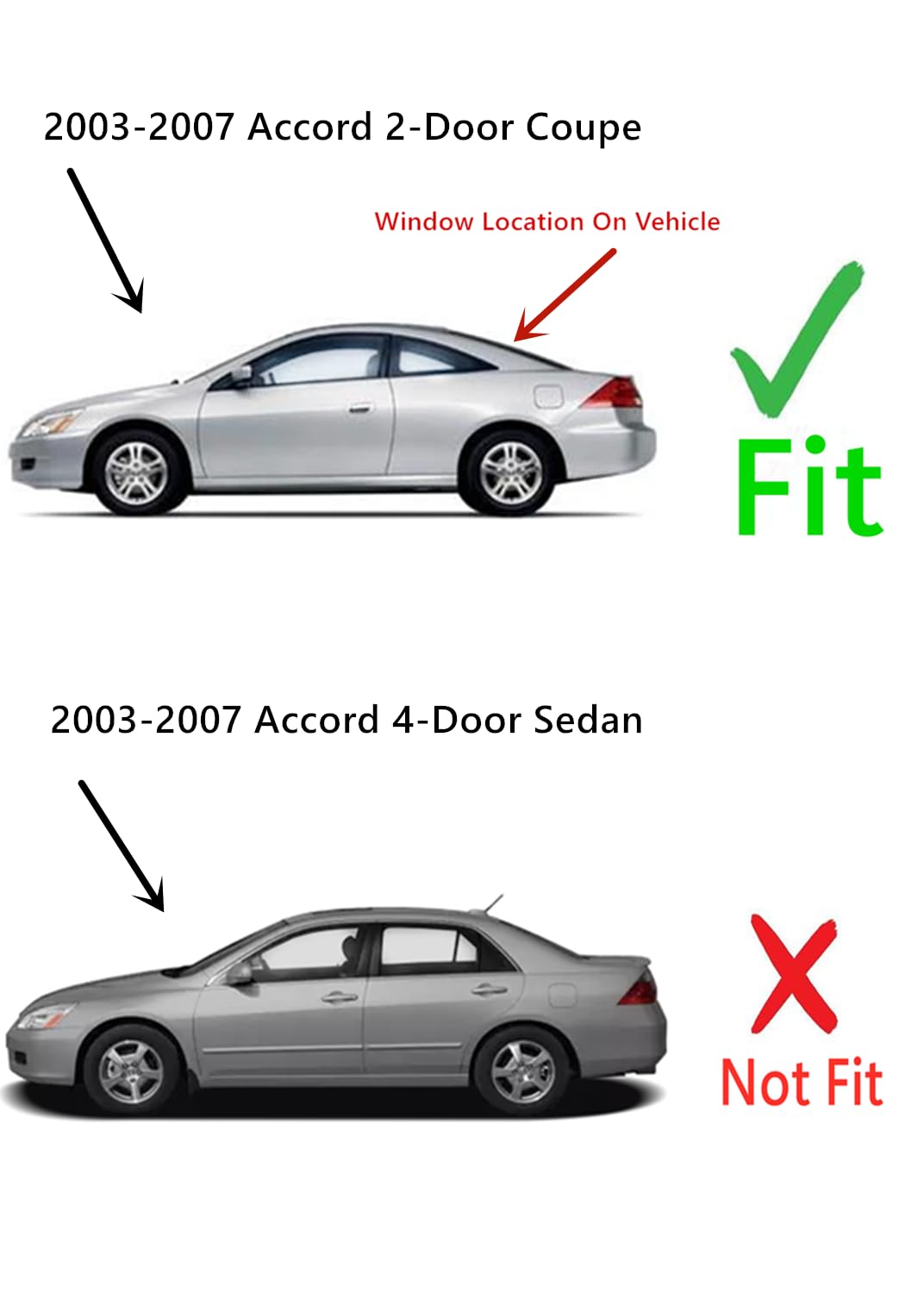 Heated Tempered Rear Back Window Back Glass Compatible with Honda Accord 2-Door Coupe 2003-2007 Models